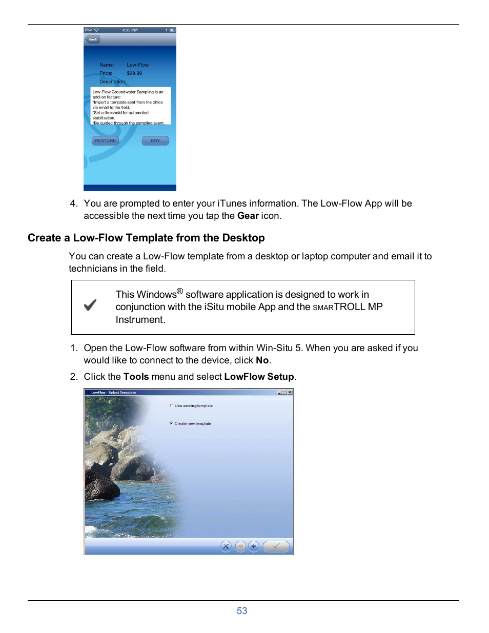 Create a low-flow template from the desktop | In-Situ smarTROLL Multiparameter Handheld Operators Manual User Manual | Page 53 / 71