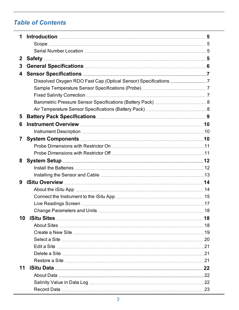 In-Situ smarTROLL RDO Handheld Operators Manual User Manual | Page 3 / 38