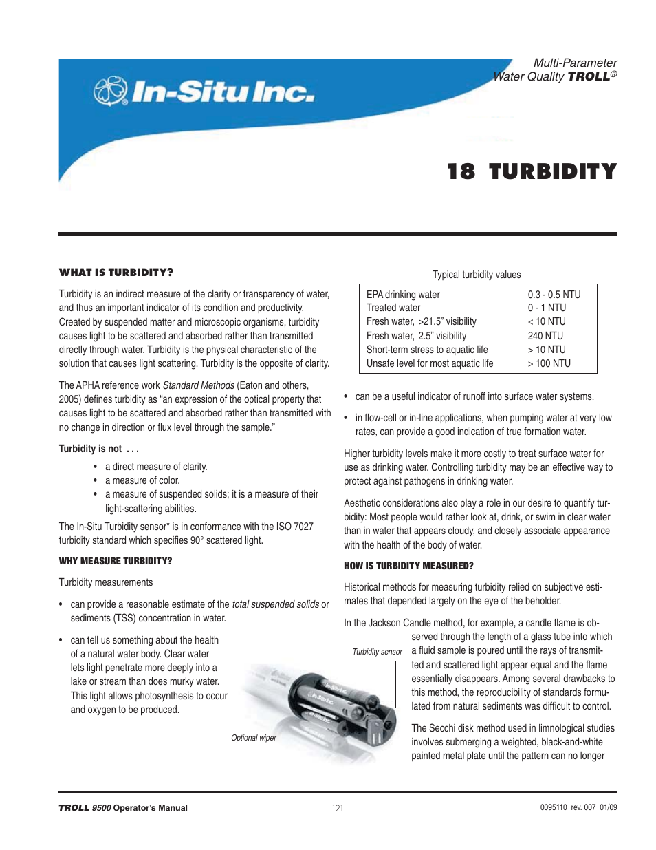 18 turbidity | In-Situ TROLL 9500 Operators Manual User Manual | Page 126 / 164