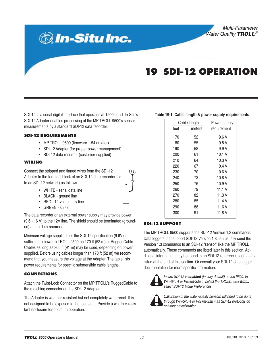 19 sdi-12 operation | In-Situ TROLL 9500 Operators Manual User Manual | Page 135 / 164