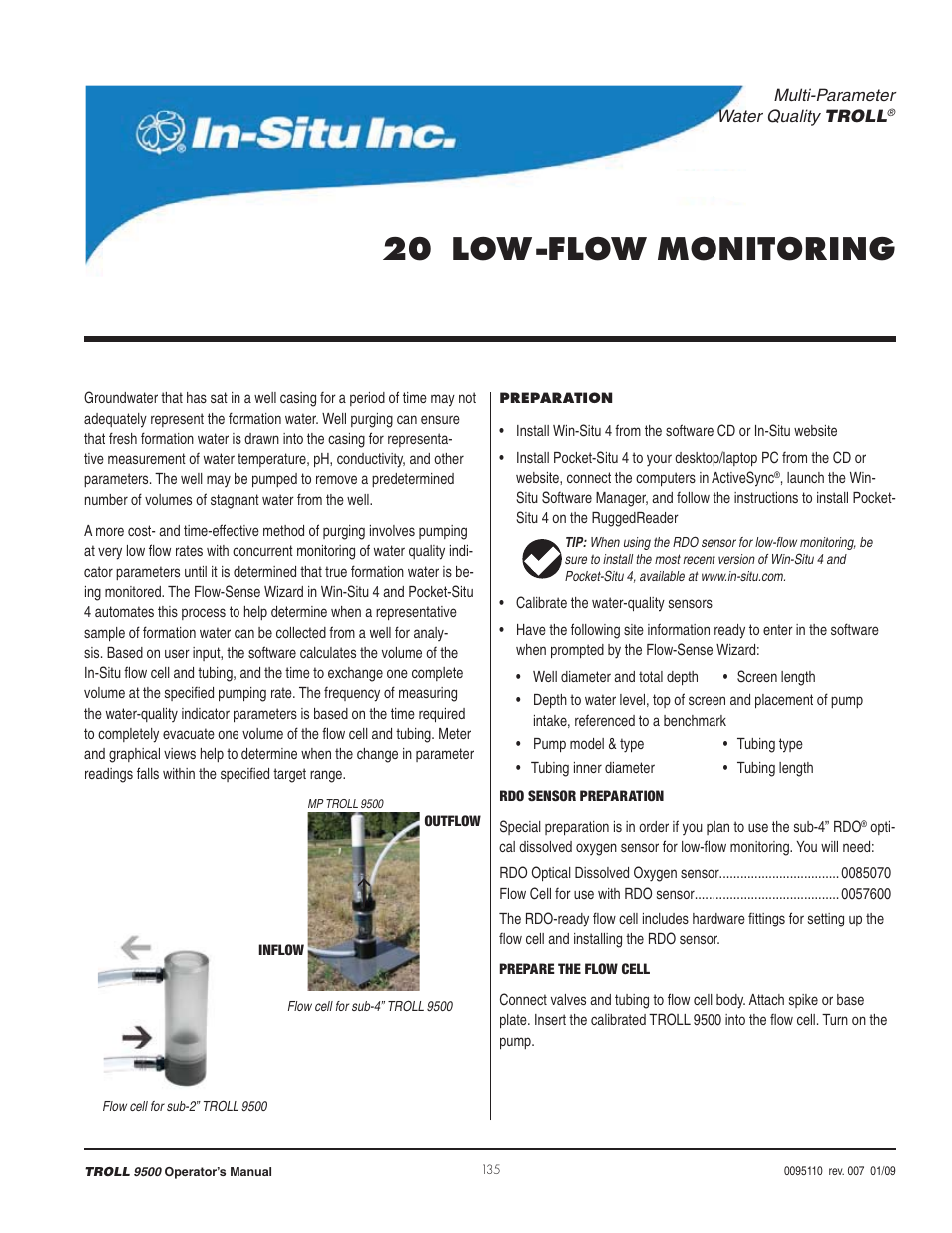 20 low -flow monitoring | In-Situ TROLL 9500 Operators Manual User Manual | Page 140 / 164