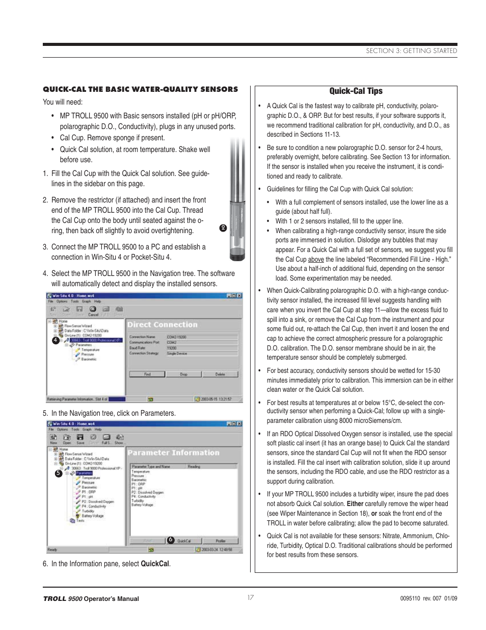 Quick-cal tips | In-Situ TROLL 9500 Operators Manual User Manual | Page 24 / 164