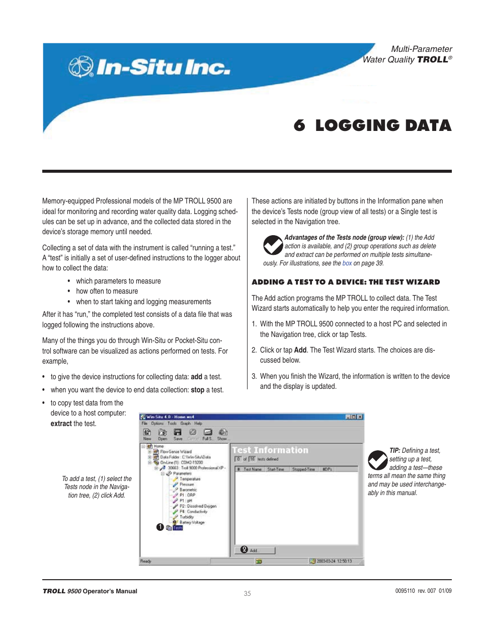 6 logging data | In-Situ TROLL 9500 Operators Manual User Manual | Page 42 / 164