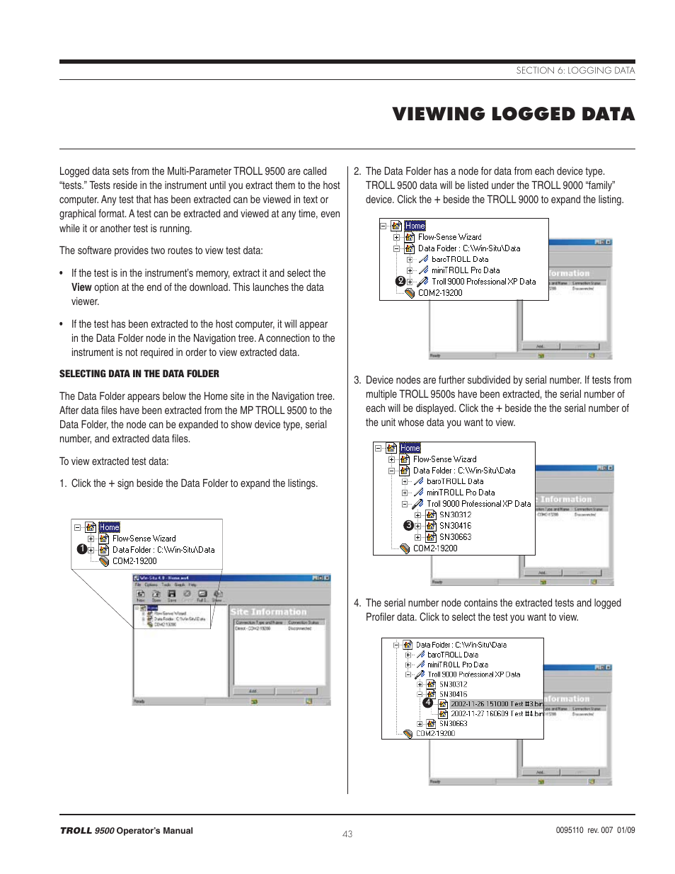 Viewing logged data | In-Situ TROLL 9500 Operators Manual User Manual | Page 50 / 164