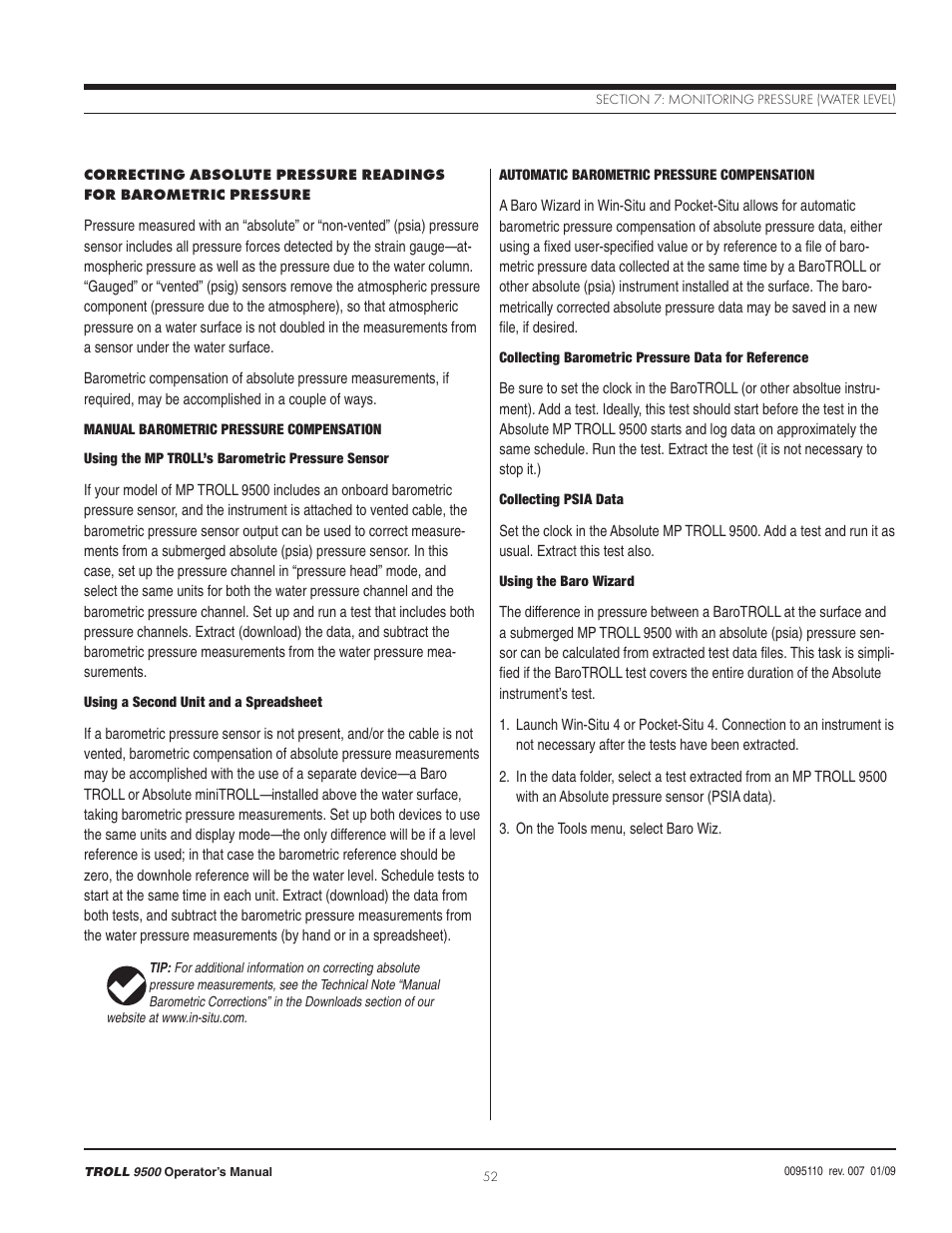 In-Situ TROLL 9500 Operators Manual User Manual | Page 59 / 164