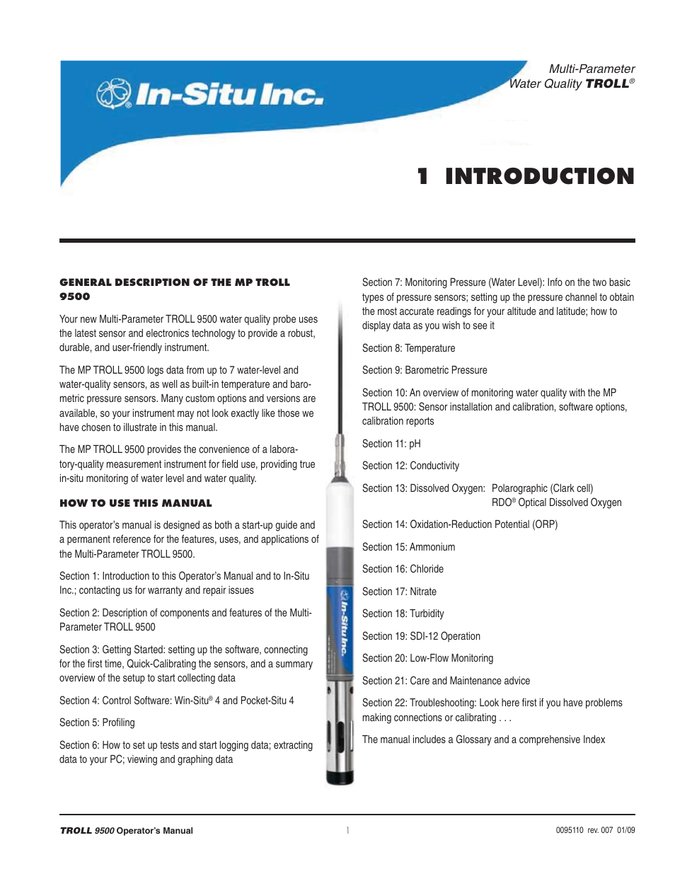 1 introduction | In-Situ TROLL 9500 Operators Manual User Manual | Page 8 / 164