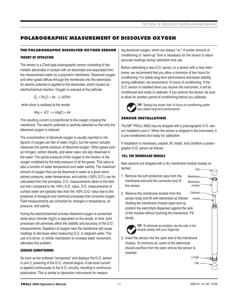Polarographic measurement of dissolved oxygen | In-Situ TROLL 9500 Operators Manual User Manual | Page 86 / 164