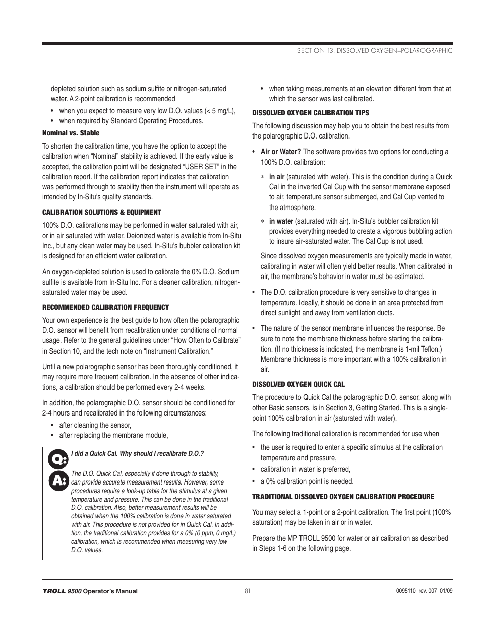 A: q | In-Situ TROLL 9500 Operators Manual User Manual | Page 88 / 164