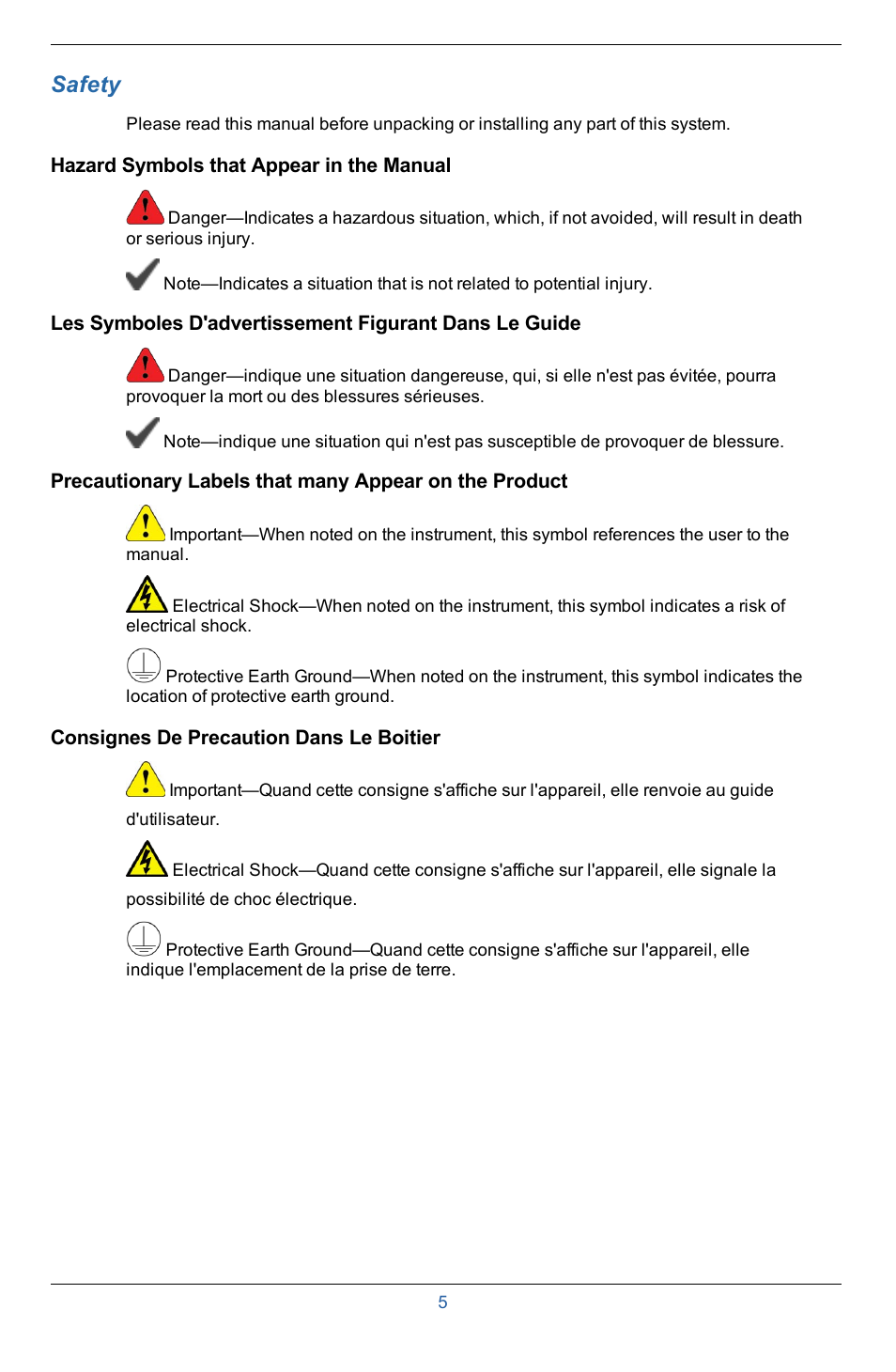1 safety, Hazard symbols that appear in the manual, Safety | In-Situ Con TROLL PRO Installation Manual (purchased after 10 May 2012) User Manual | Page 5 / 29