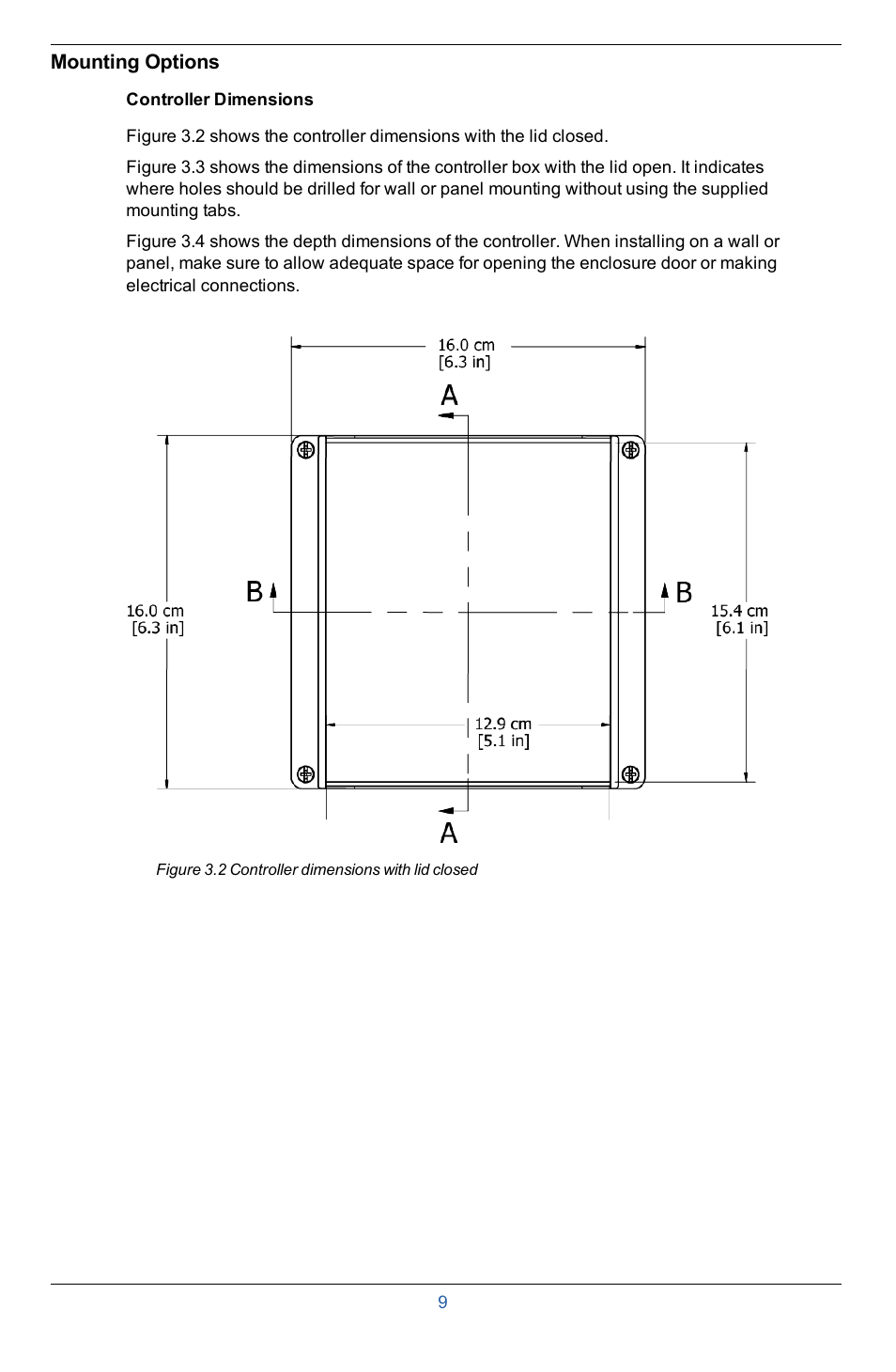Mounting options, Controller dimensions | In-Situ Con TROLL PRO Installation Manual (purchased after 10 May 2012) User Manual | Page 9 / 29