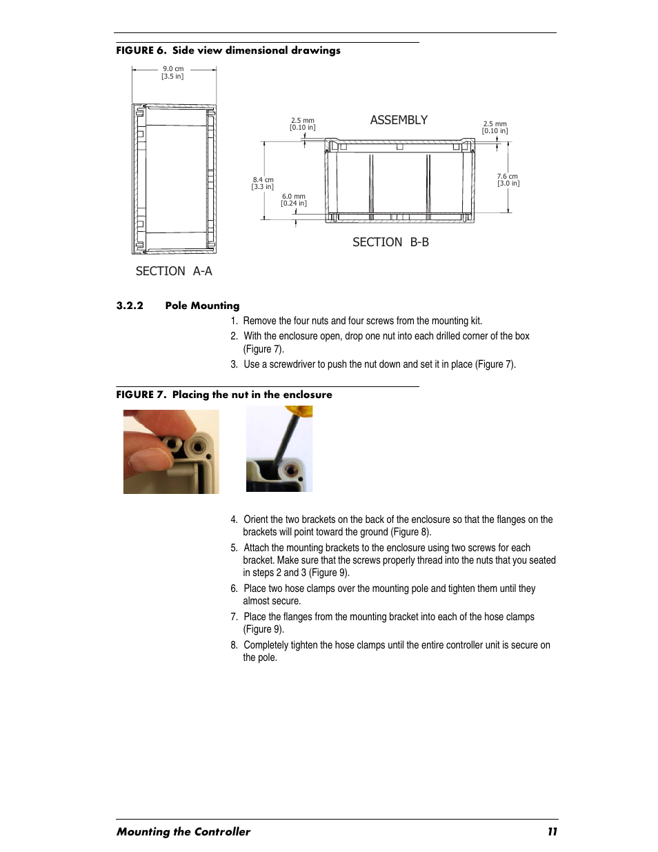 Heading2 - 3.2.2 pole mounting, 2 pole mounting, Mounting the controller 11 | Assembly | In-Situ Con TROLL PRO Installation Manual (purchased before 10 May 2012) User Manual | Page 11 / 32
