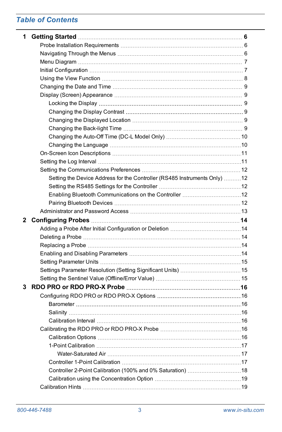 In-Situ Con TROLL PRO Operators Manual (purchased after 10 May 2012) User Manual | Page 3 / 55