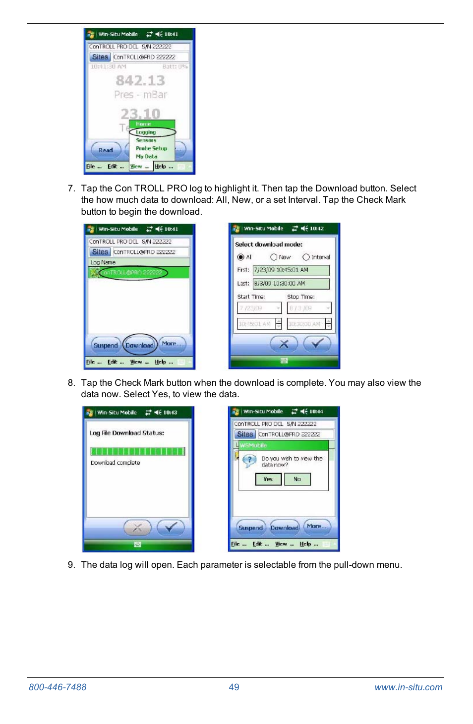 In-Situ Con TROLL PRO Operators Manual (purchased after 10 May 2012) User Manual | Page 49 / 55