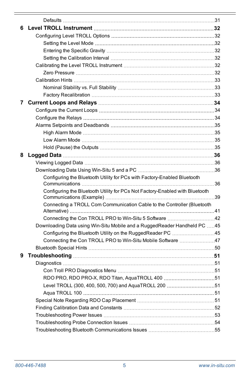 In-Situ Con TROLL PRO Operators Manual (purchased after 10 May 2012) User Manual | Page 5 / 55