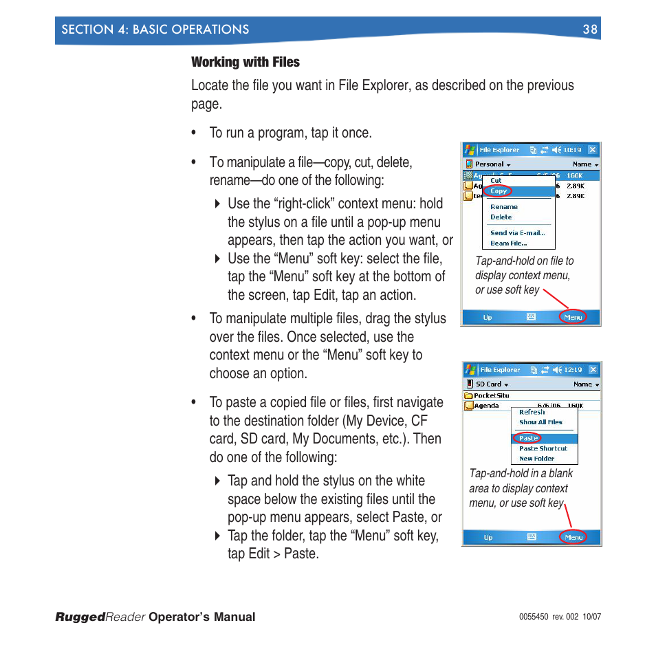 Working with files | In-Situ RuggedReader Operators Manual for Blue RuggedReader User Manual | Page 38 / 81