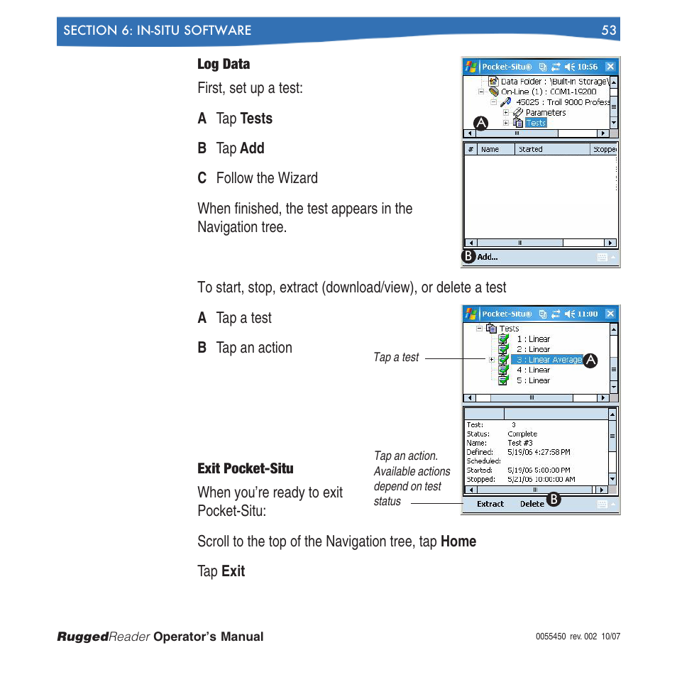 Log data exit pocket-situ | In-Situ RuggedReader Operators Manual for Blue RuggedReader User Manual | Page 53 / 81