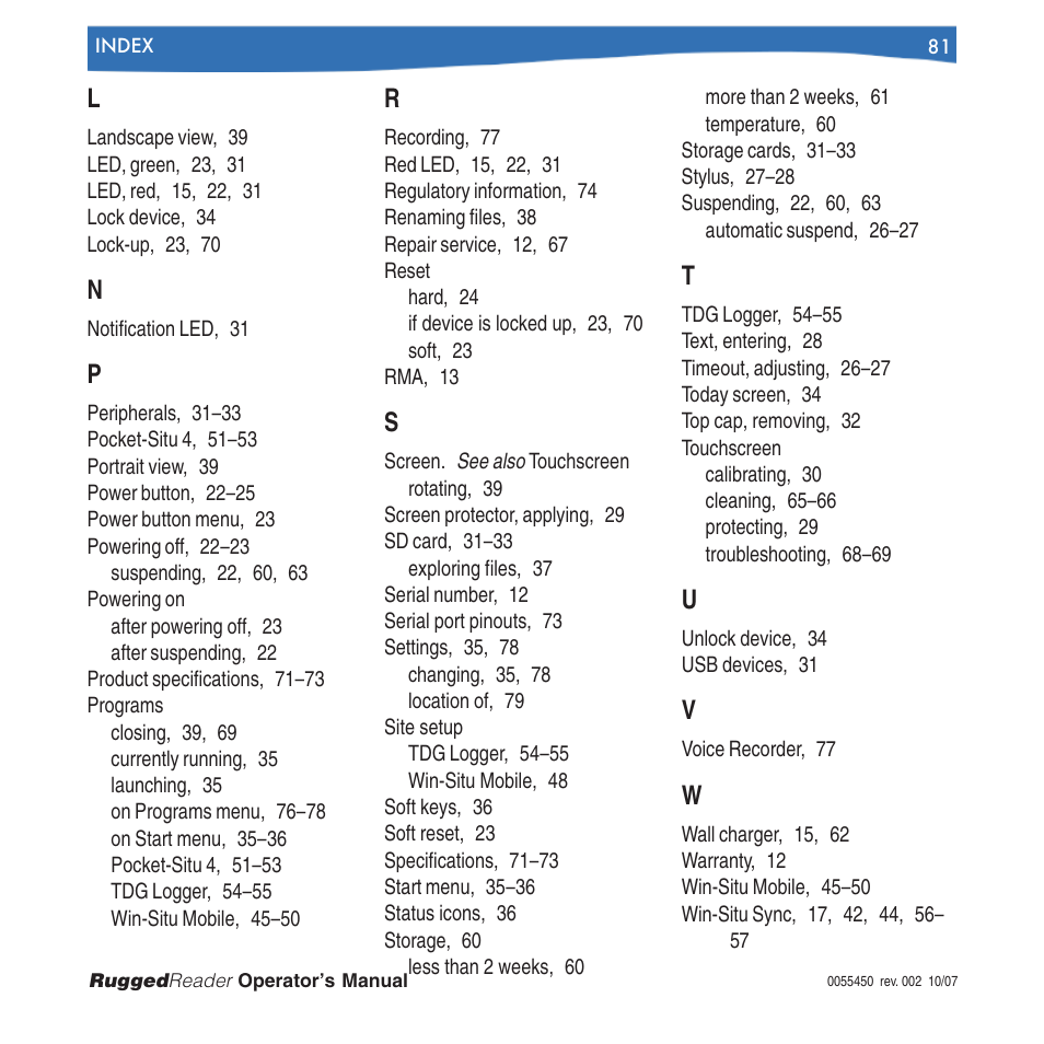 In-Situ RuggedReader Operators Manual for Blue RuggedReader User Manual | Page 81 / 81
