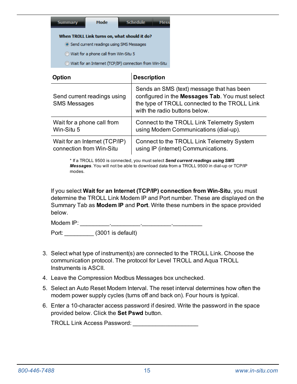 In-Situ TROLL Link Telemetry System Operators Manual User Manual | Page 15 / 50