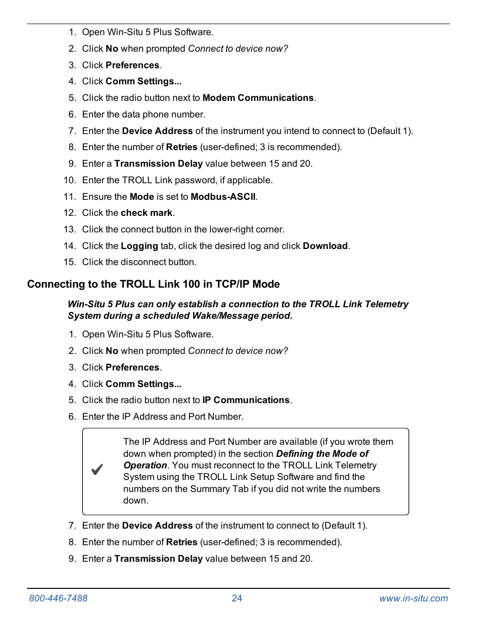 In-Situ TROLL Link Telemetry System Operators Manual User Manual | Page 24 / 50