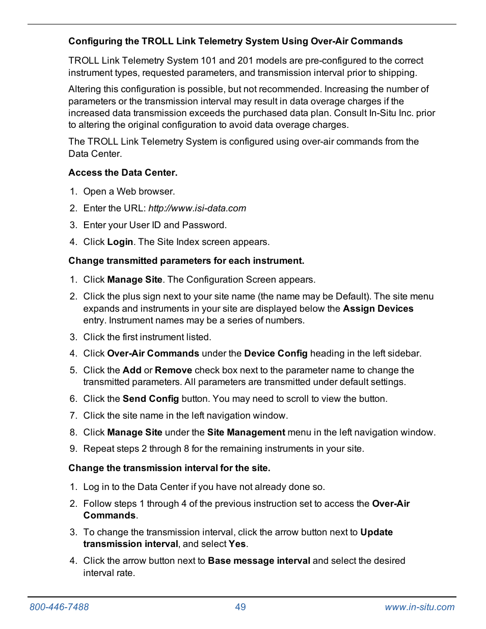 In-Situ TROLL Link Telemetry System Operators Manual User Manual | Page 49 / 50