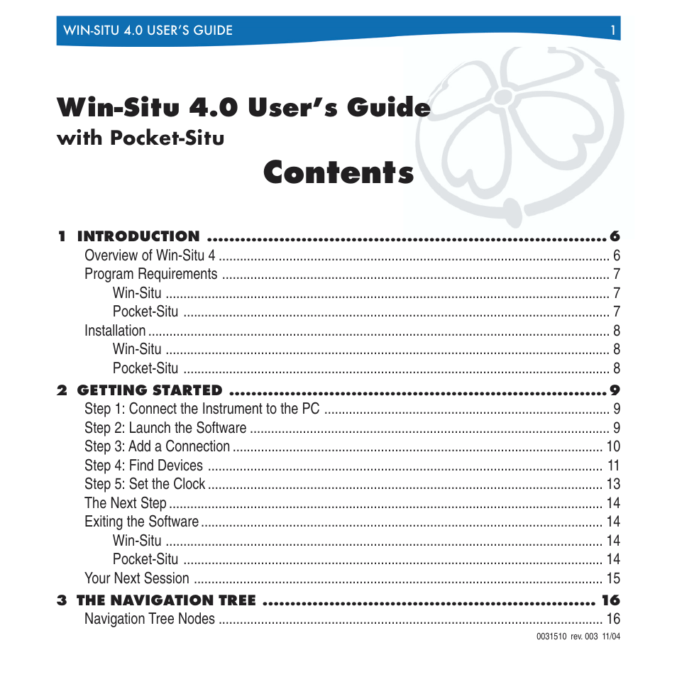 In-Situ Win-Situ 4 / Pocket-Situ 4 Operators Manual User Manual | 111 pages