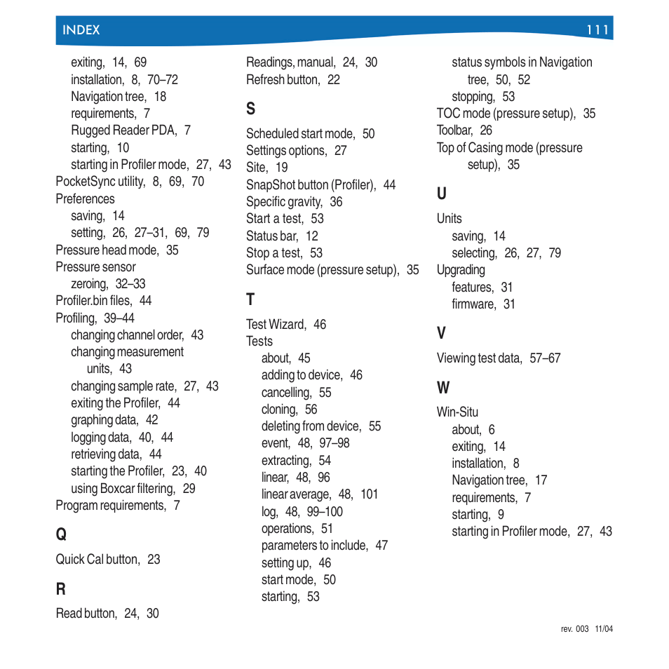 In-Situ Win-Situ 4 / Pocket-Situ 4 Operators Manual User Manual | Page 111 / 111