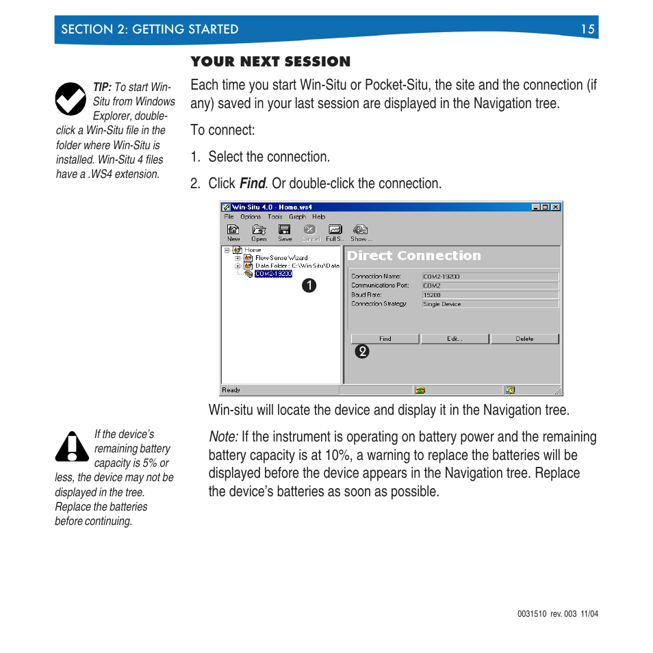 Your next session | In-Situ Win-Situ 4 / Pocket-Situ 4 Operators Manual User Manual | Page 15 / 111