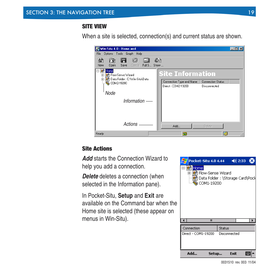Site view | In-Situ Win-Situ 4 / Pocket-Situ 4 Operators Manual User Manual | Page 19 / 111