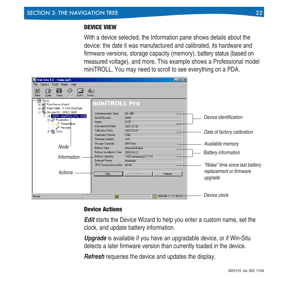 Device view | In-Situ Win-Situ 4 / Pocket-Situ 4 Operators Manual User Manual | Page 22 / 111