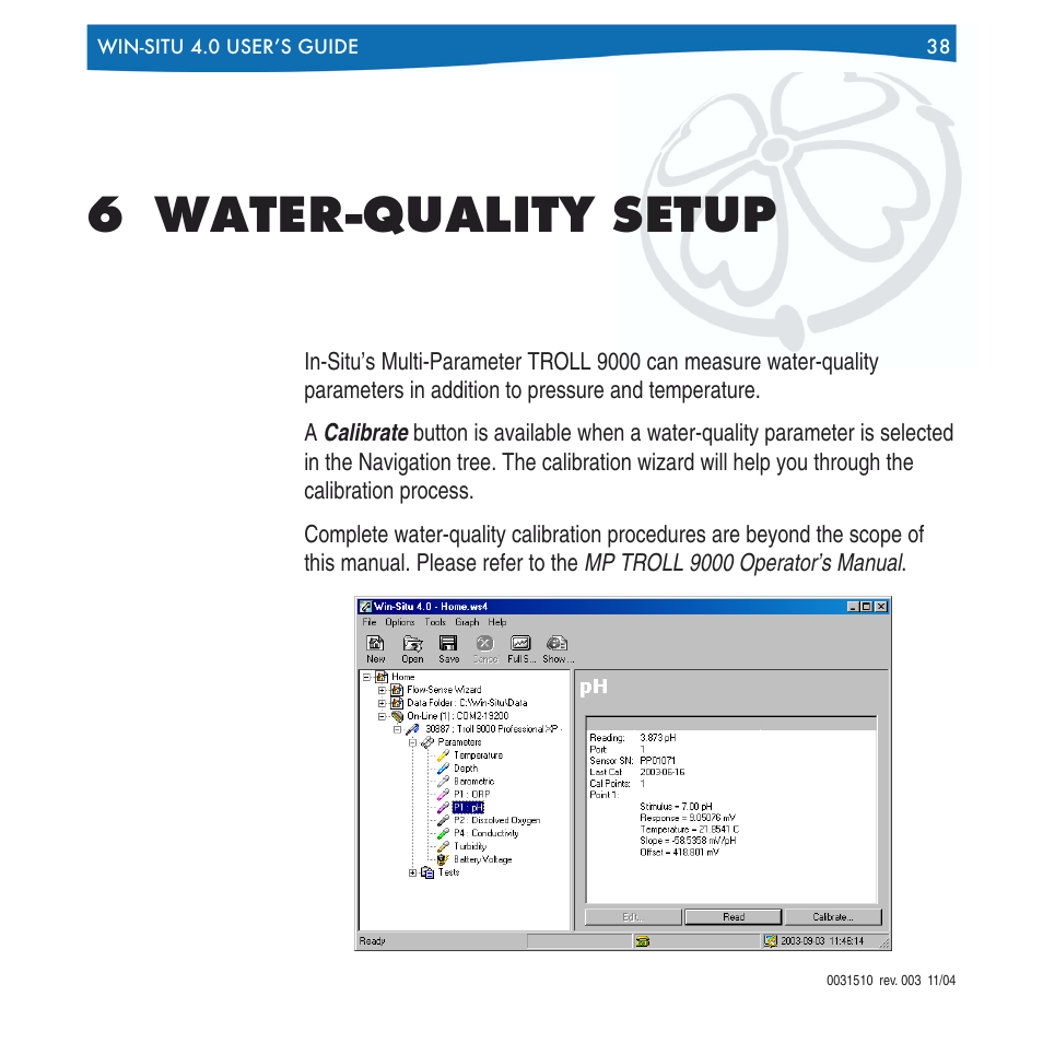 6 water-quality setup | In-Situ Win-Situ 4 / Pocket-Situ 4 Operators Manual User Manual | Page 38 / 111