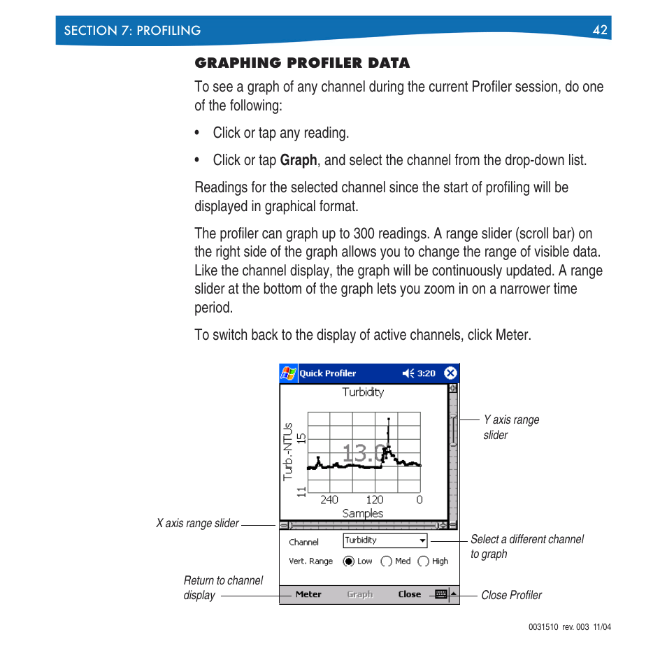 Graphing profiler data | In-Situ Win-Situ 4 / Pocket-Situ 4 Operators Manual User Manual | Page 42 / 111