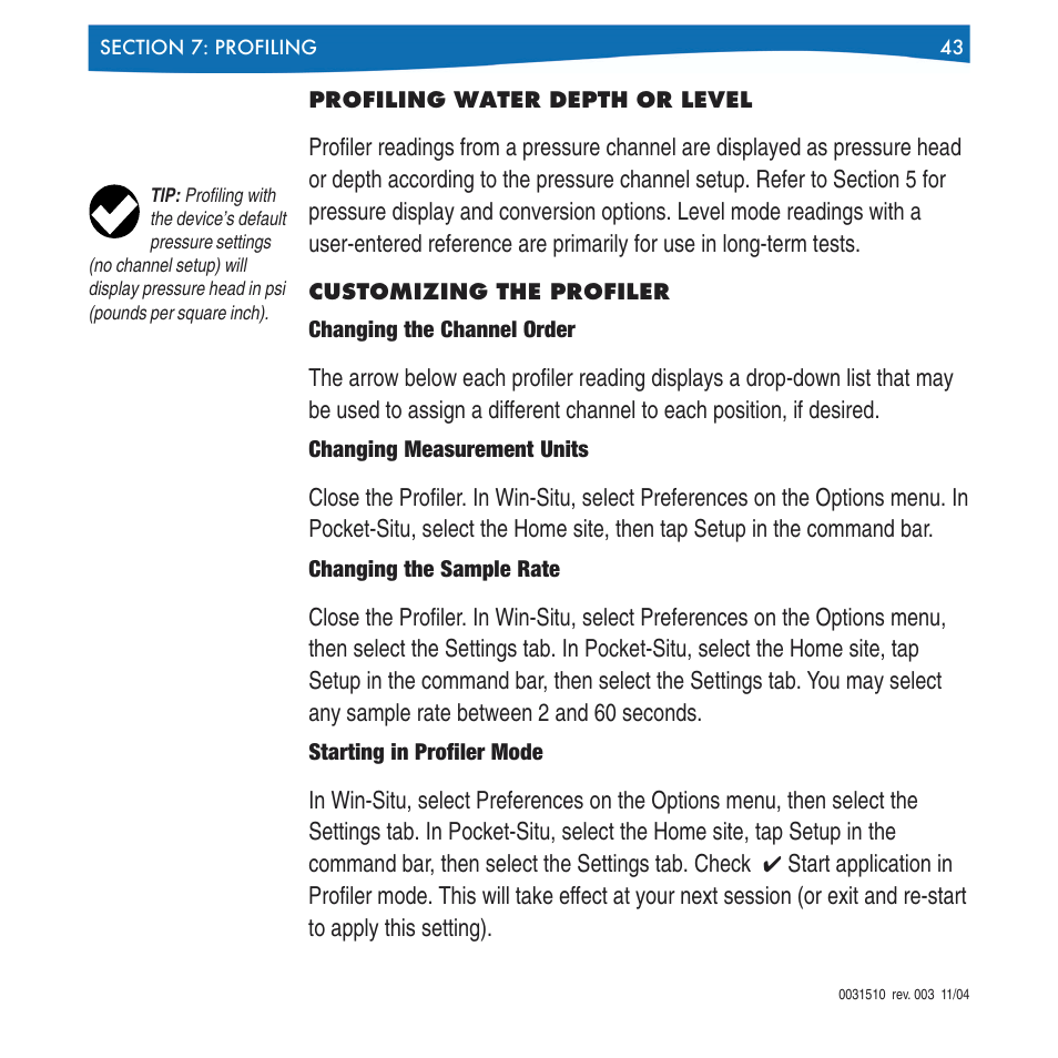 In-Situ Win-Situ 4 / Pocket-Situ 4 Operators Manual User Manual | Page 43 / 111