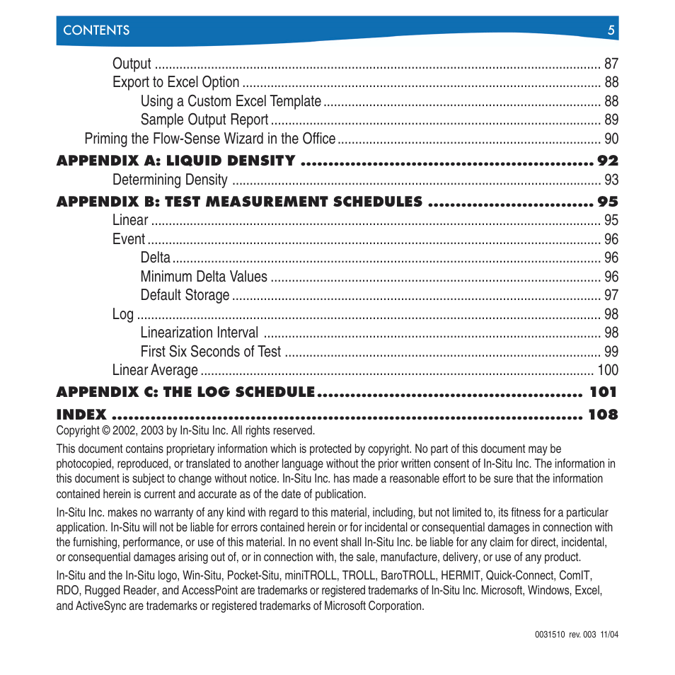 In-Situ Win-Situ 4 / Pocket-Situ 4 Operators Manual User Manual | Page 5 / 111