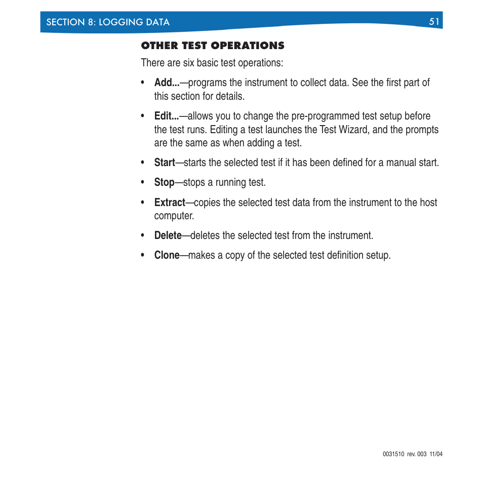 Other test operations | In-Situ Win-Situ 4 / Pocket-Situ 4 Operators Manual User Manual | Page 51 / 111