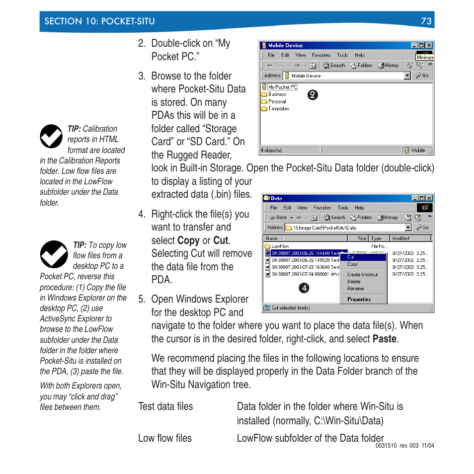 In-Situ Win-Situ 4 / Pocket-Situ 4 Operators Manual User Manual | Page 73 / 111