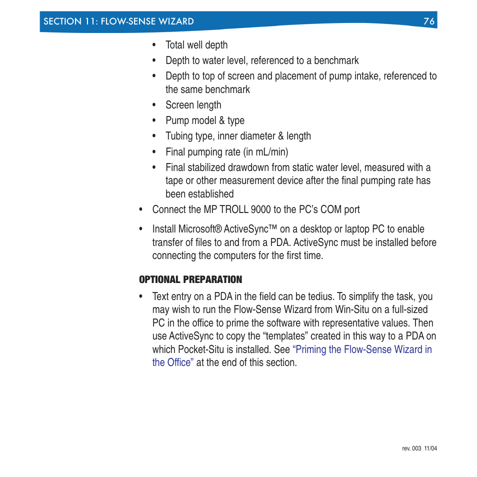 Optional preparation | In-Situ Win-Situ 4 / Pocket-Situ 4 Operators Manual User Manual | Page 76 / 111