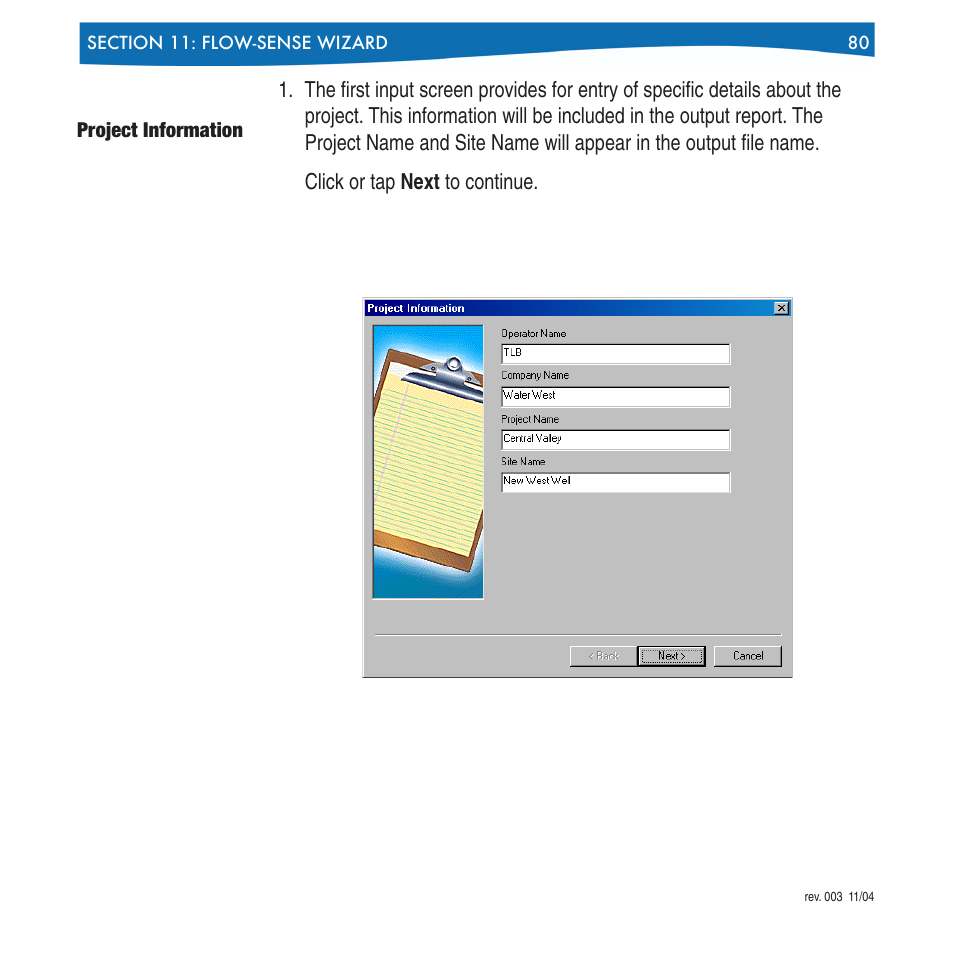 Project information | In-Situ Win-Situ 4 / Pocket-Situ 4 Operators Manual User Manual | Page 80 / 111