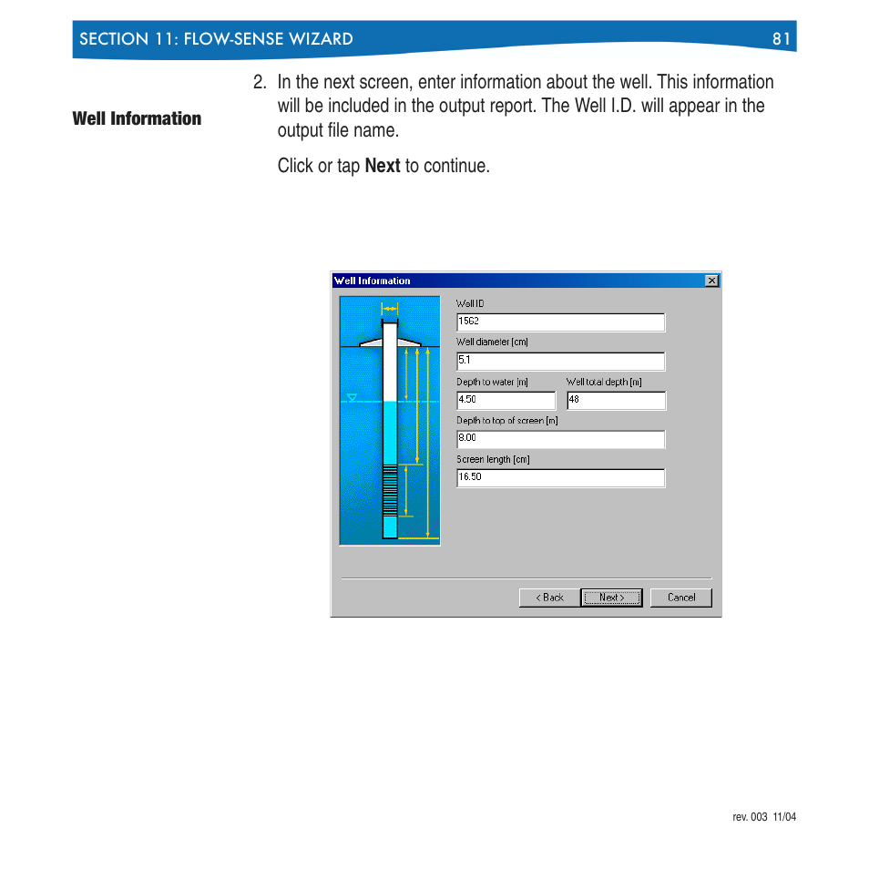 Well information | In-Situ Win-Situ 4 / Pocket-Situ 4 Operators Manual User Manual | Page 81 / 111