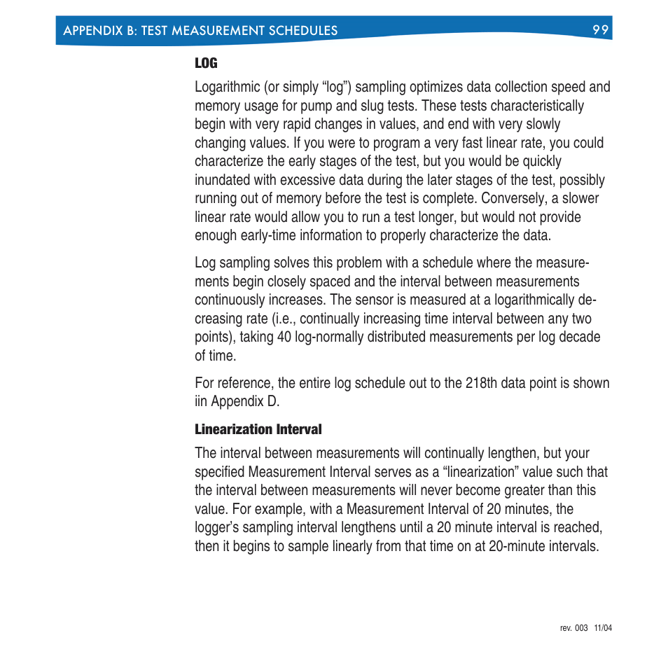 Linearization interval | In-Situ Win-Situ 4 / Pocket-Situ 4 Operators Manual User Manual | Page 99 / 111