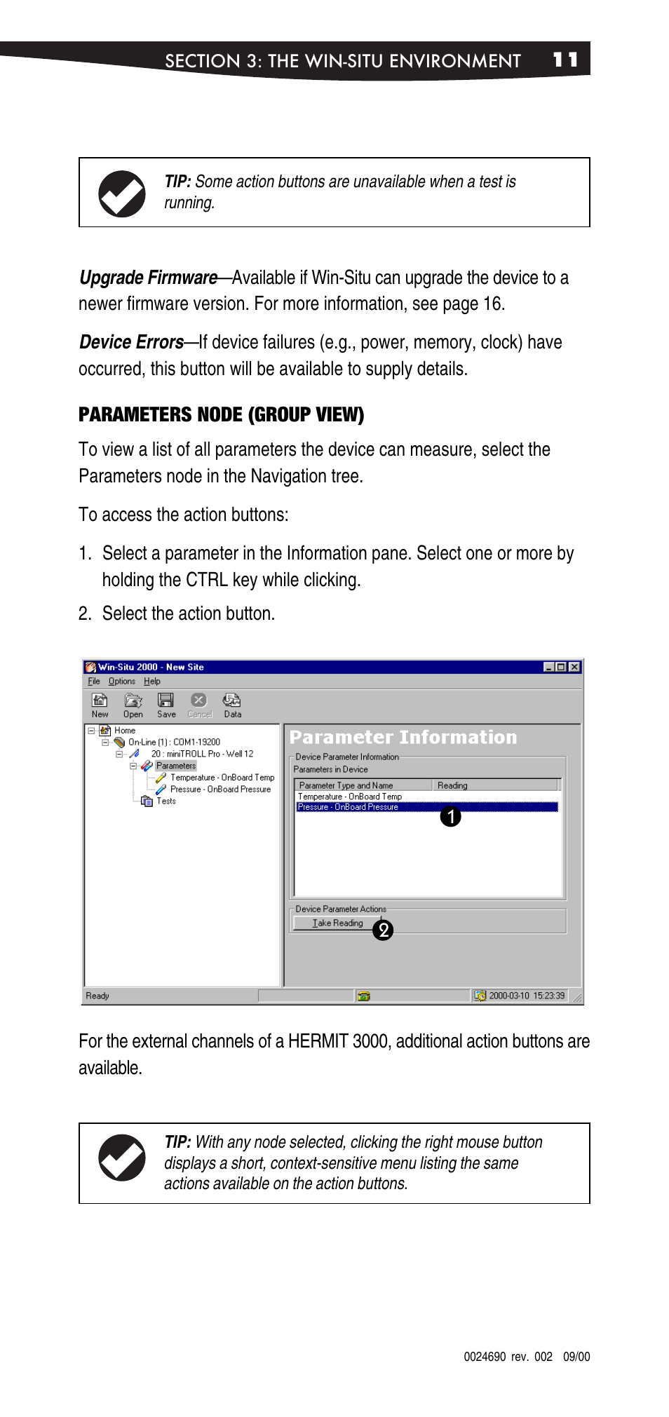 Parameters node (group view) | In-Situ Win-Situ 2000 Operators Manual User Manual | Page 15 / 46