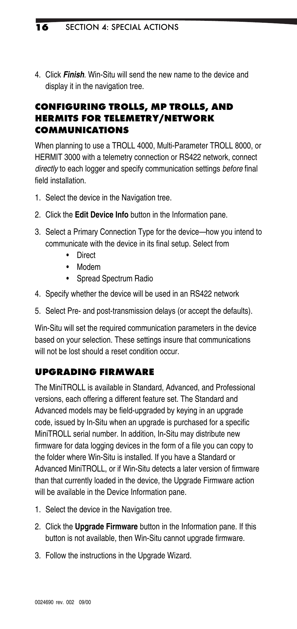 Upgrading firmware | In-Situ Win-Situ 2000 Operators Manual User Manual | Page 20 / 46