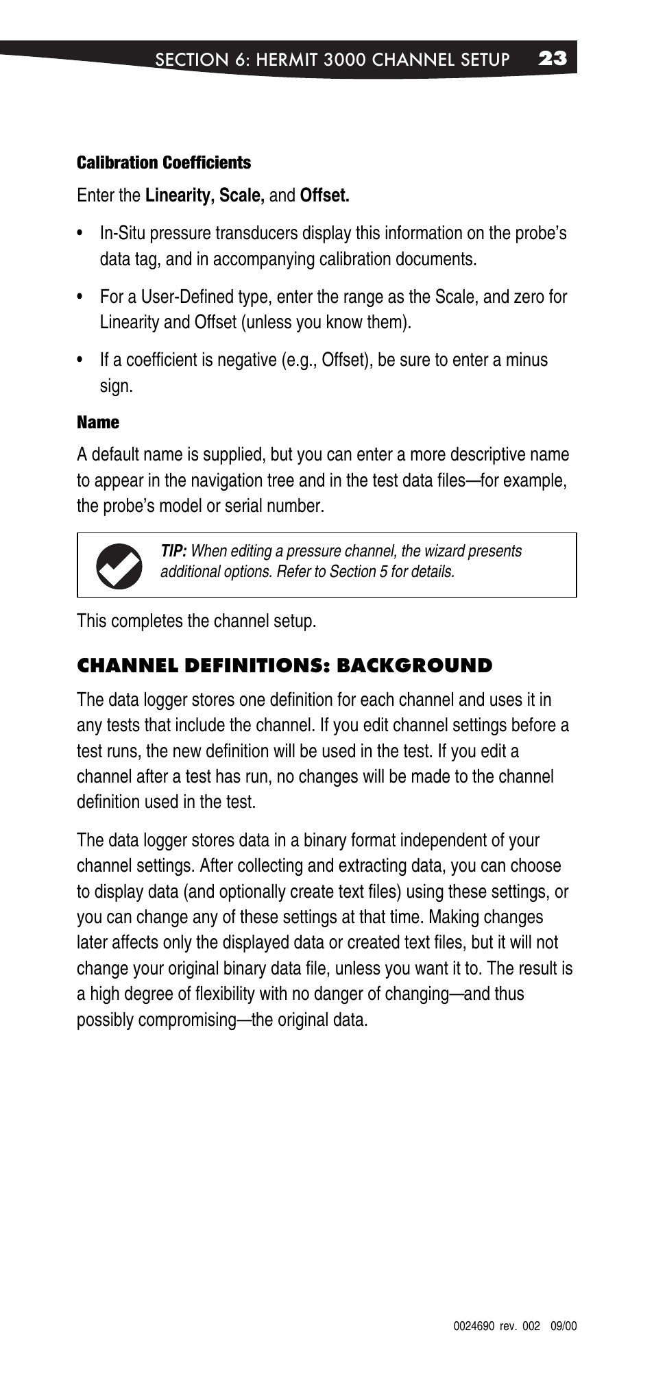 Channel definitions: background | In-Situ Win-Situ 2000 Operators Manual User Manual | Page 27 / 46