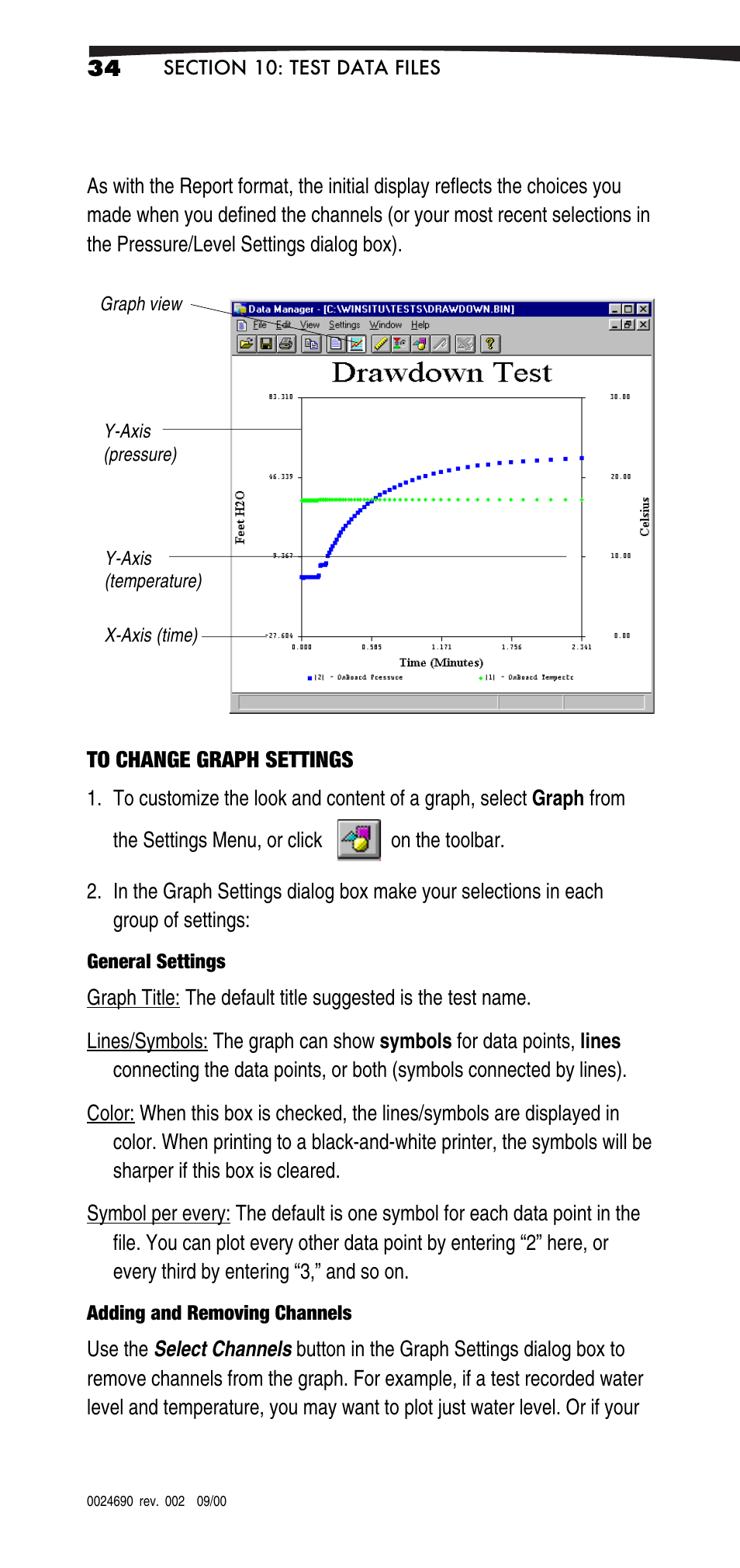 To change graph settings | In-Situ Win-Situ 2000 Operators Manual User Manual | Page 38 / 46