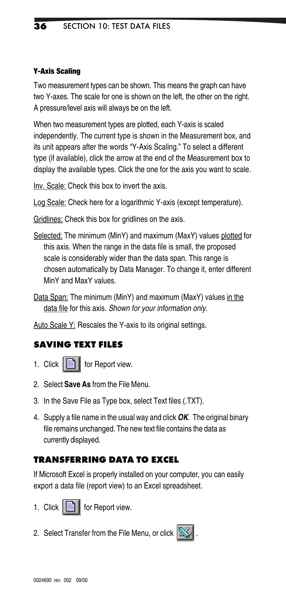 Saving text files | In-Situ Win-Situ 2000 Operators Manual User Manual | Page 40 / 46