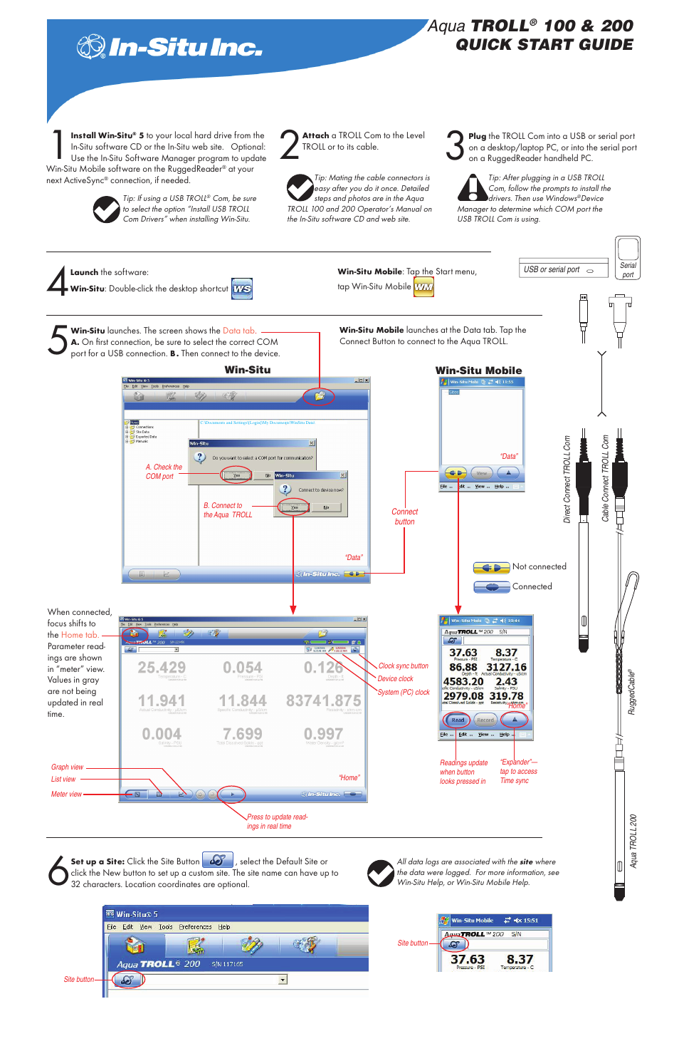 In-Situ Aqua TROLL 100 and 200 Quick Start Guide User Manual | 2 pages