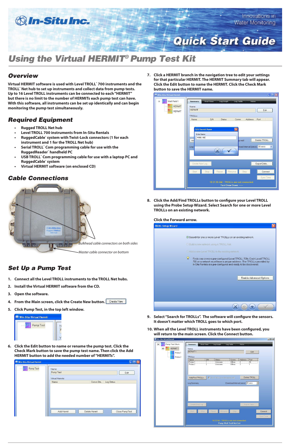 In-Situ Virtual HERMIT Pump Test Kit Quick Start Guide User Manual | 2 pages