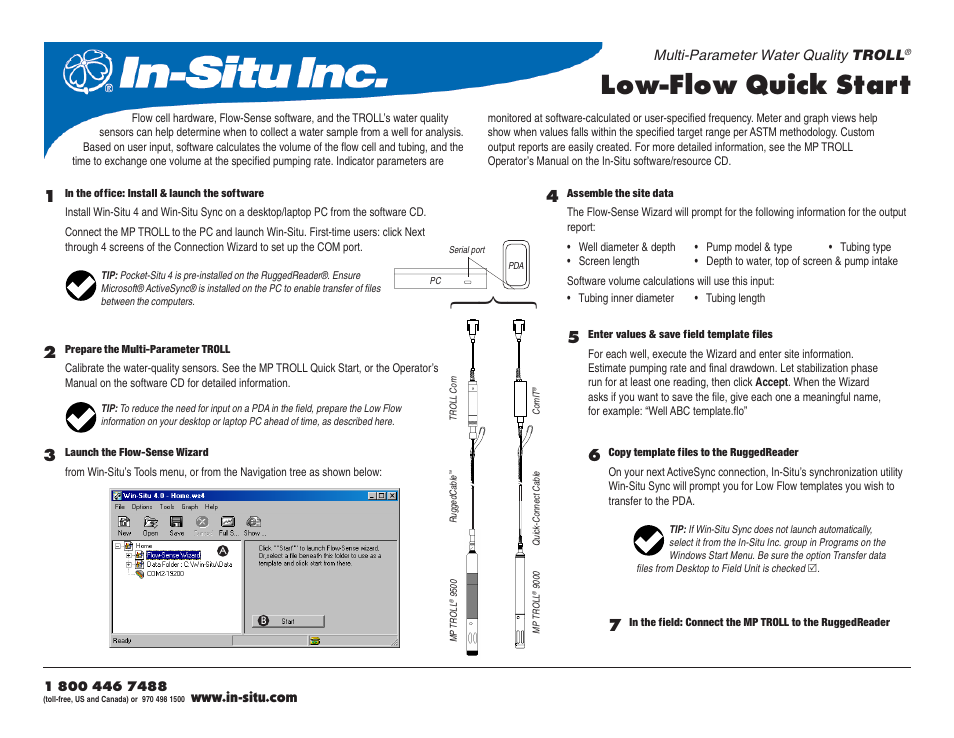 In-Situ Flowsense Quick Start Guide for Low-Flow Applications User Manual | 2 pages