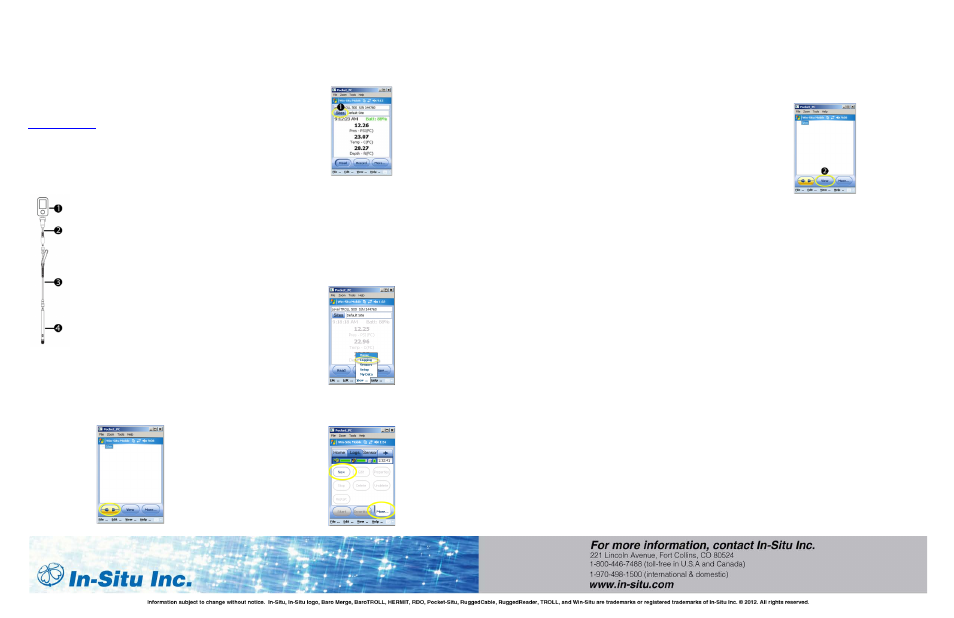 Connect to the software, Set up a data site, Set up a data log | View or download the log, Stop a log, Win-situ, Mobile quick start guide | In-Situ Win-Situ Mobile/Win-Situ 5 Quick Start Guide User Manual | Page 2 / 2