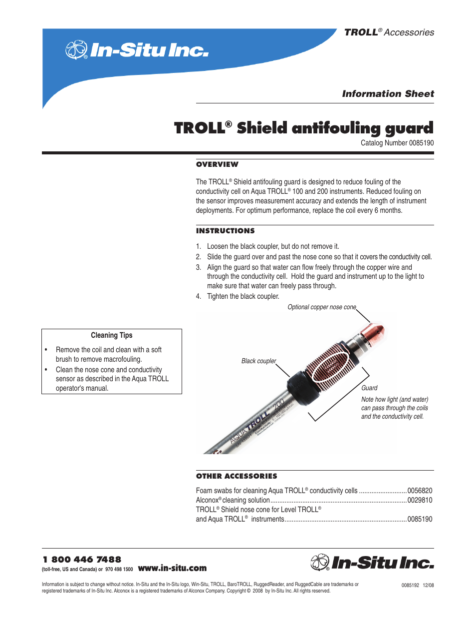 In-Situ TROLL Shield Guard for Aqua TROLL 100 and 200 Instruments User Manual | 1 page