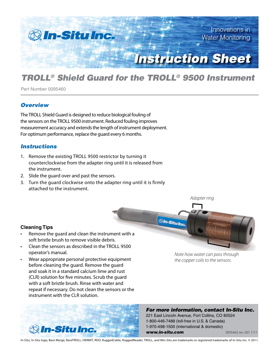 In-Situ TROLL Shield Guard for sub-4 TROLL 9500 Instrument User Manual | 1 page